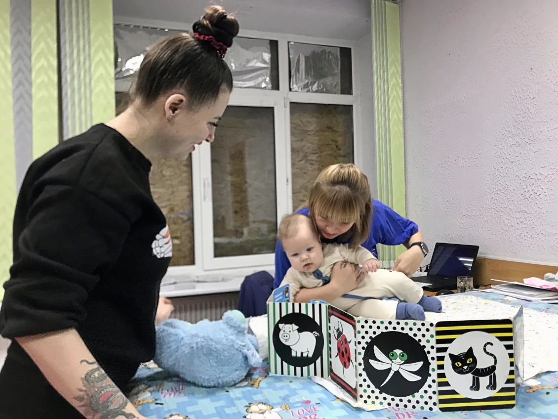 5-month-old Sashko receives physical therapy 