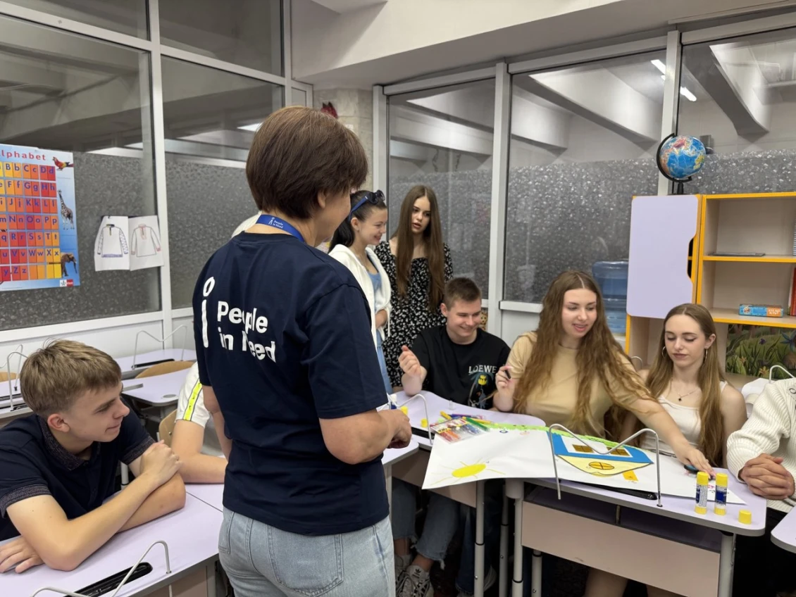 A class at the equipped Metro School in Kharkiv