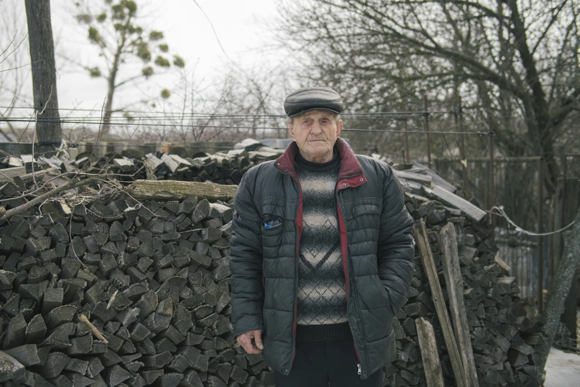 Ivan shows how much firewood is left after winter